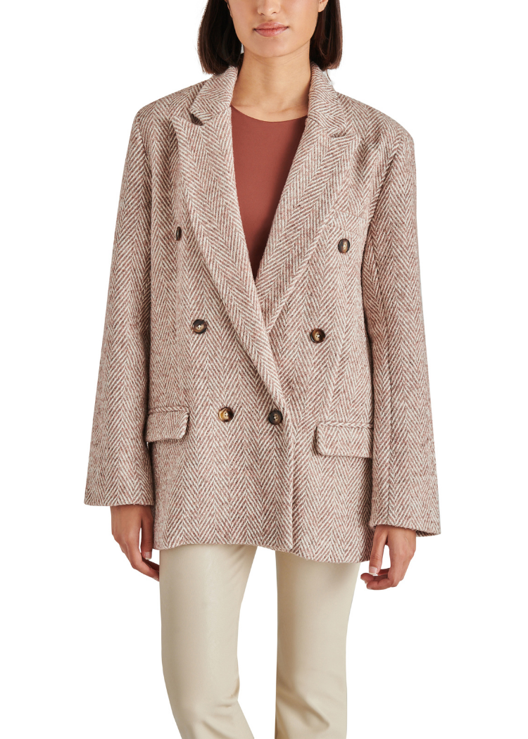 Steve Madden Darcie Double Breasted Blazer-Hand In Pocket