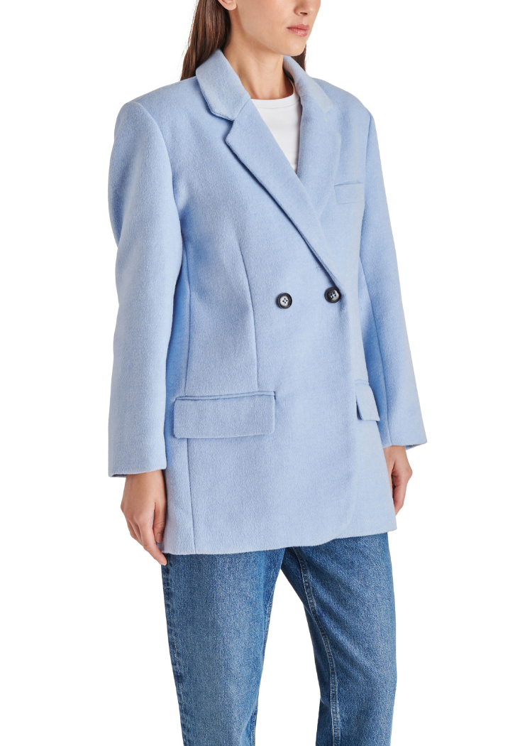 Steve Madden Myra Coat - Powder Blue-Hand In Pocket