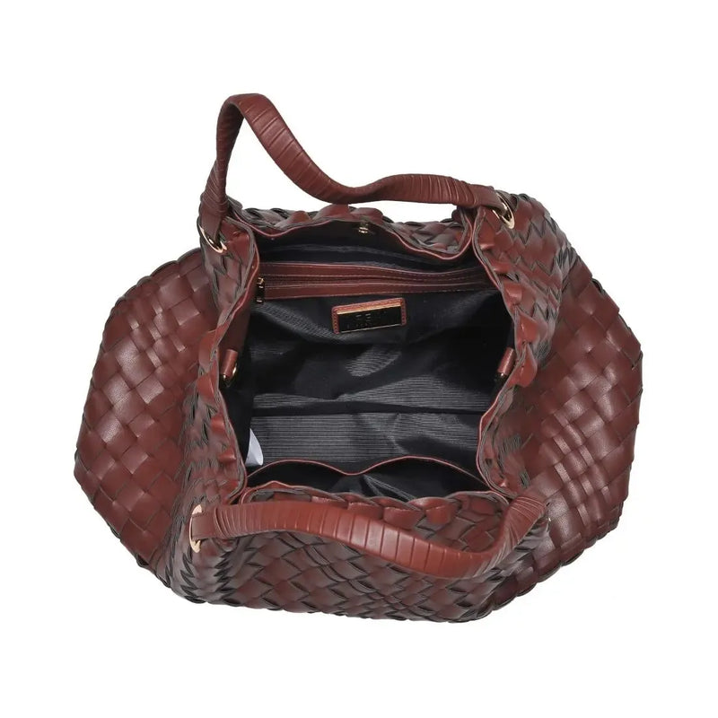 Urban Expressions Natalie Woven Tote-Brown-Hand In Pocket