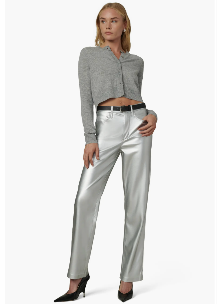 Joes Jeans The Margot Vegan Leather Pant - Silver-Hand In Pocket