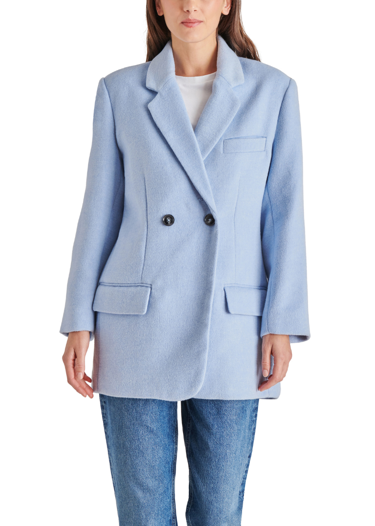 Steve Madden Myra Coat - Powder Blue-Hand In Pocket