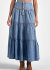 Elan Dolly Tiered Denim Skirt ***FINAL SALE***-Hand In Pocket