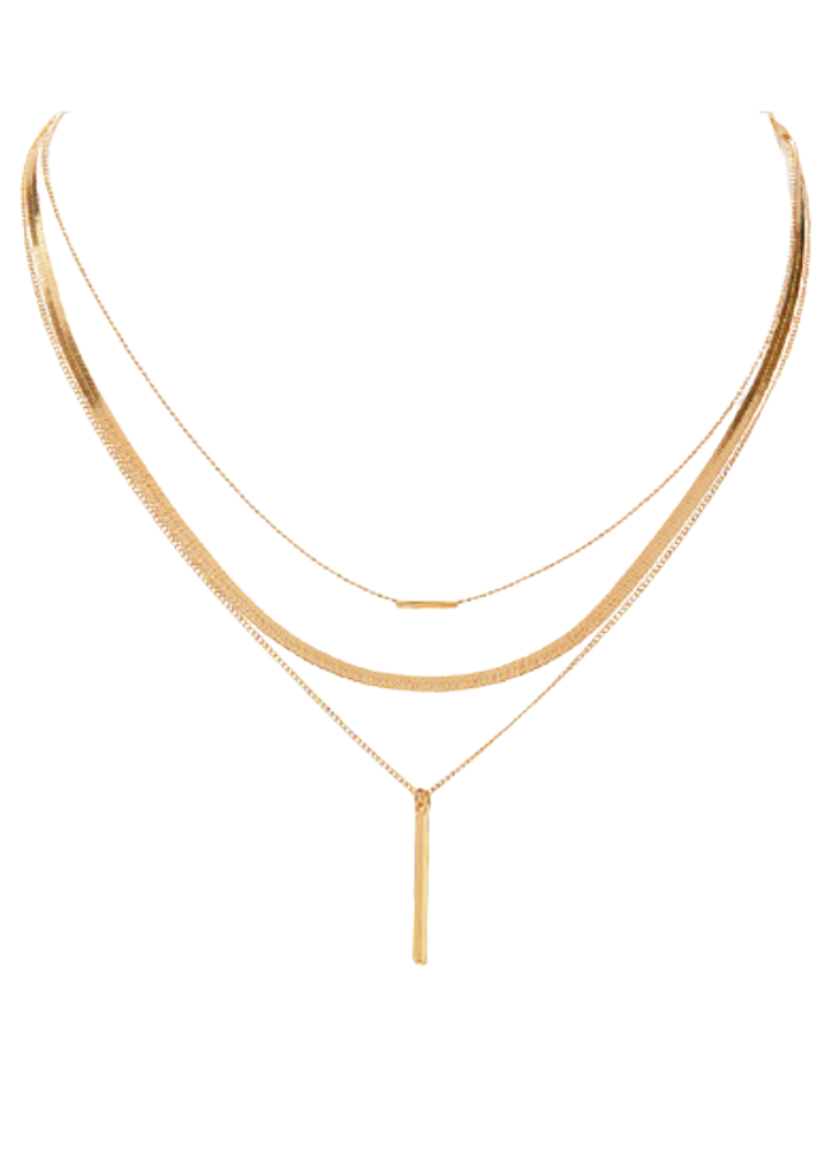 Shadi Layered Metal Bar Necklace-Hand In Pocket