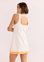 MINKPINK Alora Wave Mini Dress- White/ Orange-Hand In Pocket