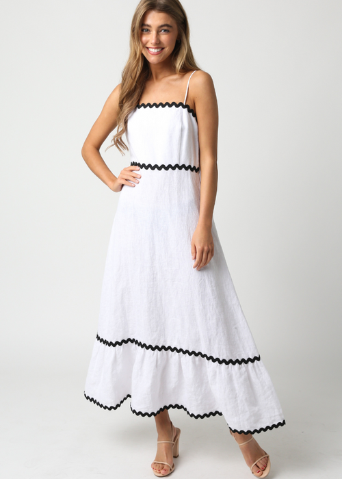 Meadow Midi Dress- White-Hand In Pocket