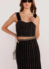 MINKPINK Celia Lurex Stripe Crop Top and skirt Set - Black Champagne ***FINAL SALE***-Hand In Pocket