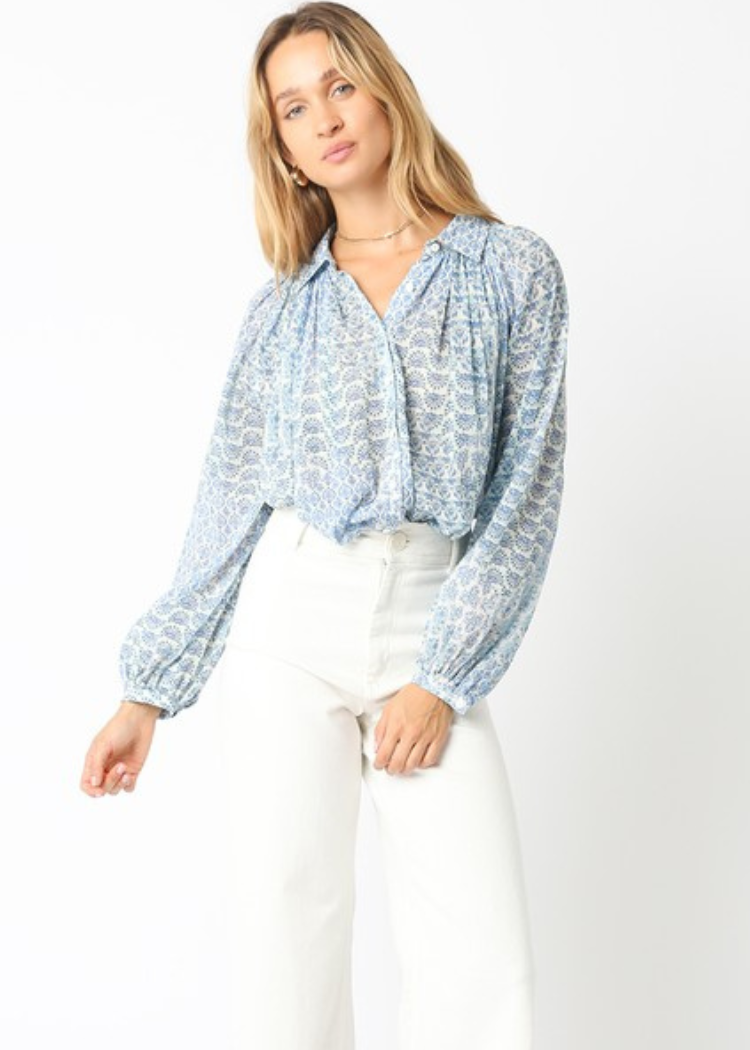 Isabelle Top- Blue/ White-Hand In Pocket