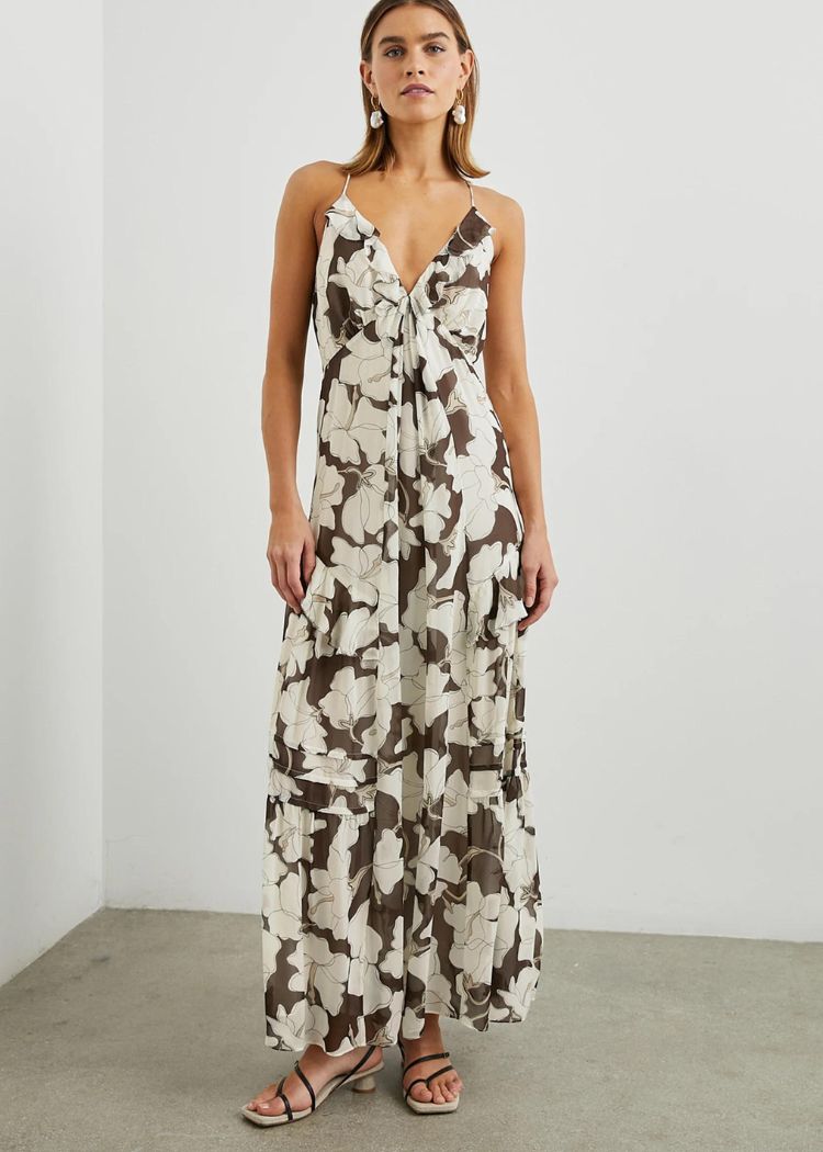 Rails Boa Dress- Mocha Floral-Hand In Pocket