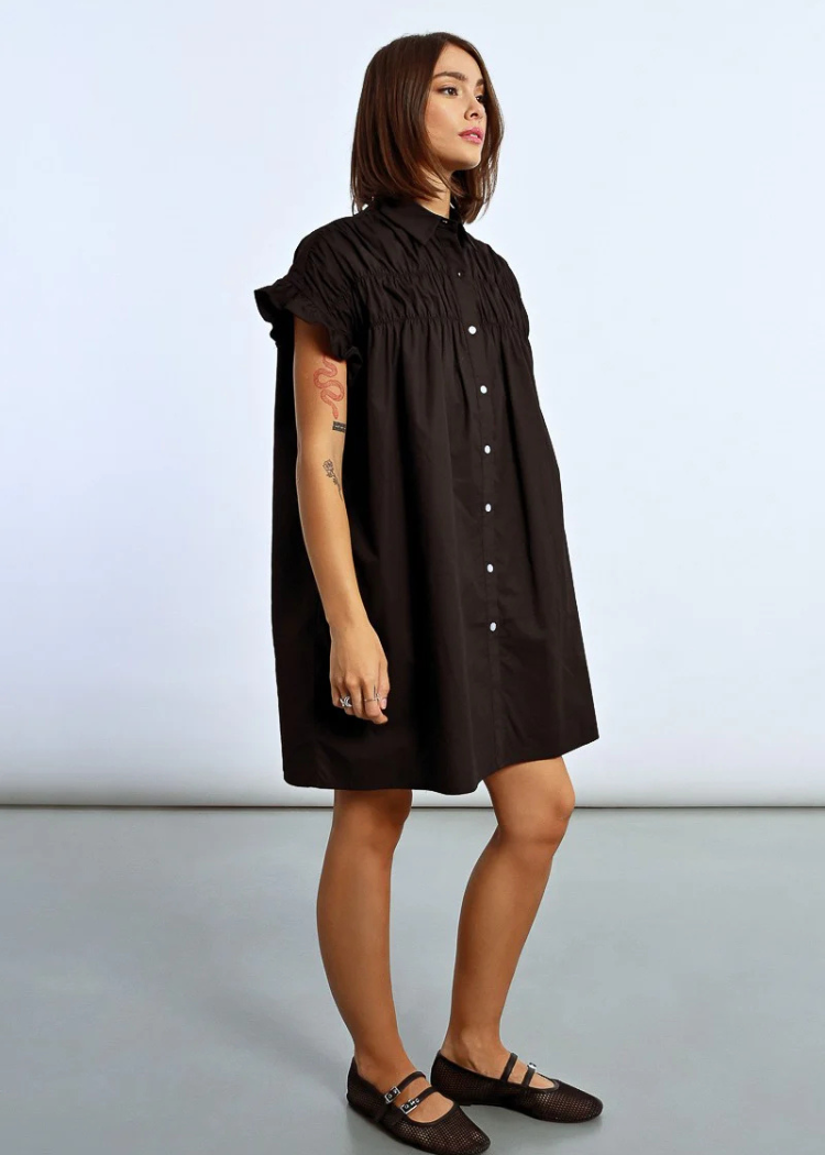 Molly Bracken Cynthia Shirt Dress- Black-Hand In Pocket