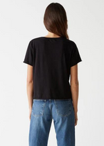 Michael Stars Jackie Raw Edge Tee- Black-Hand In Pocket