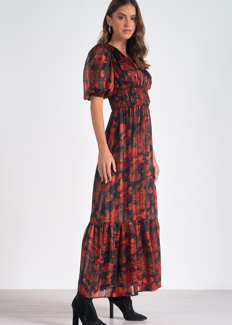 Elan Elaine Floral Dress- Red ***FINAL SALE***-Hand In Pocket