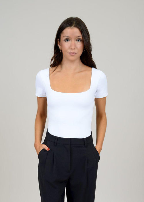 RD Style Stacy S/S Bodysuit - White-Hand In Pocket