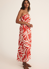 Z Supply Elodi Vacances Midi Dress- Cabana Red-Hand In Pocket