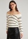 525 Sierra Off Shoulder Stripped Pullover- Sea Salt Multi ***FINAL SALE***-Hand In Pocket