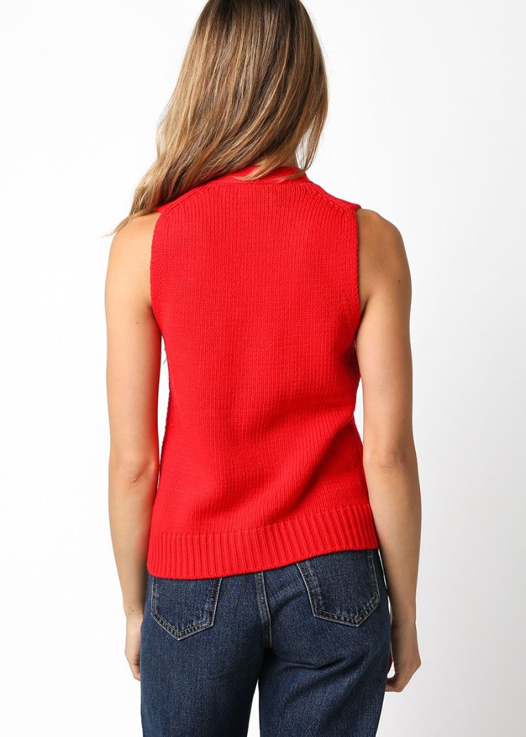 Meredith Sweater Vest- Red ***FINAL SALE***-Hand In Pocket