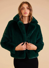 MINKPINK Raquel Fur Jacket - Dark Green-Hand In Pocket