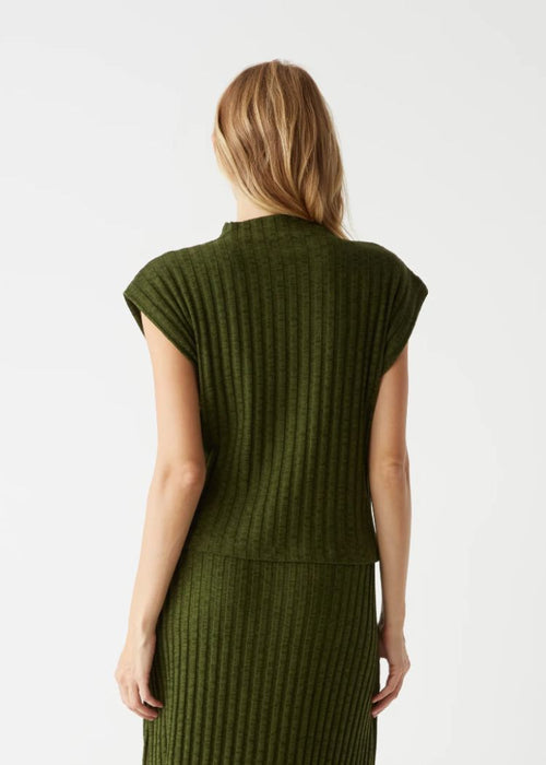 Nara Mock Neck Top- DK Matcha-Hand In Pocket