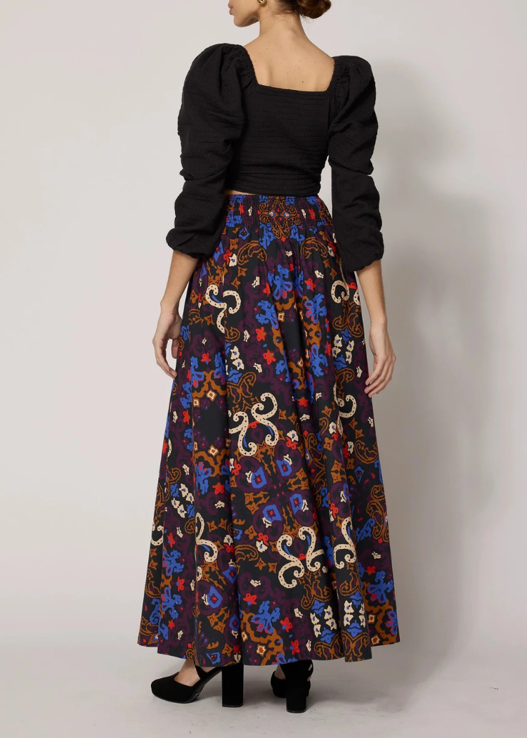 Cleobella Esmeralda Ankle Skirt- Venezia Print-Hand In Pocket