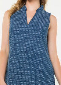 THML Ryan V-Neck Dress- Blue-Hand In Pocket