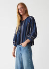 Michael Stars Ellie Balloon Sleeve Top- Nocturnal Combo-Hand In Pocket