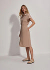 Varley Louisa Zip Through Dress- Light Taupe-Hand In Pocket