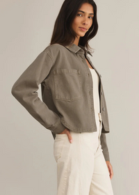 Z Supply All Day Cropped Denim Jacket - Pebble Moon-Hand In Pocket