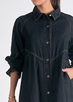 Elan Carey Button Down Dress- Black-Hand In Pocket