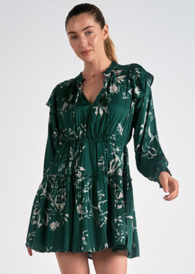 Elan Alexia L/S Dress- Jade Toulouse Print ***FINAL SALE***-Hand In Pocket