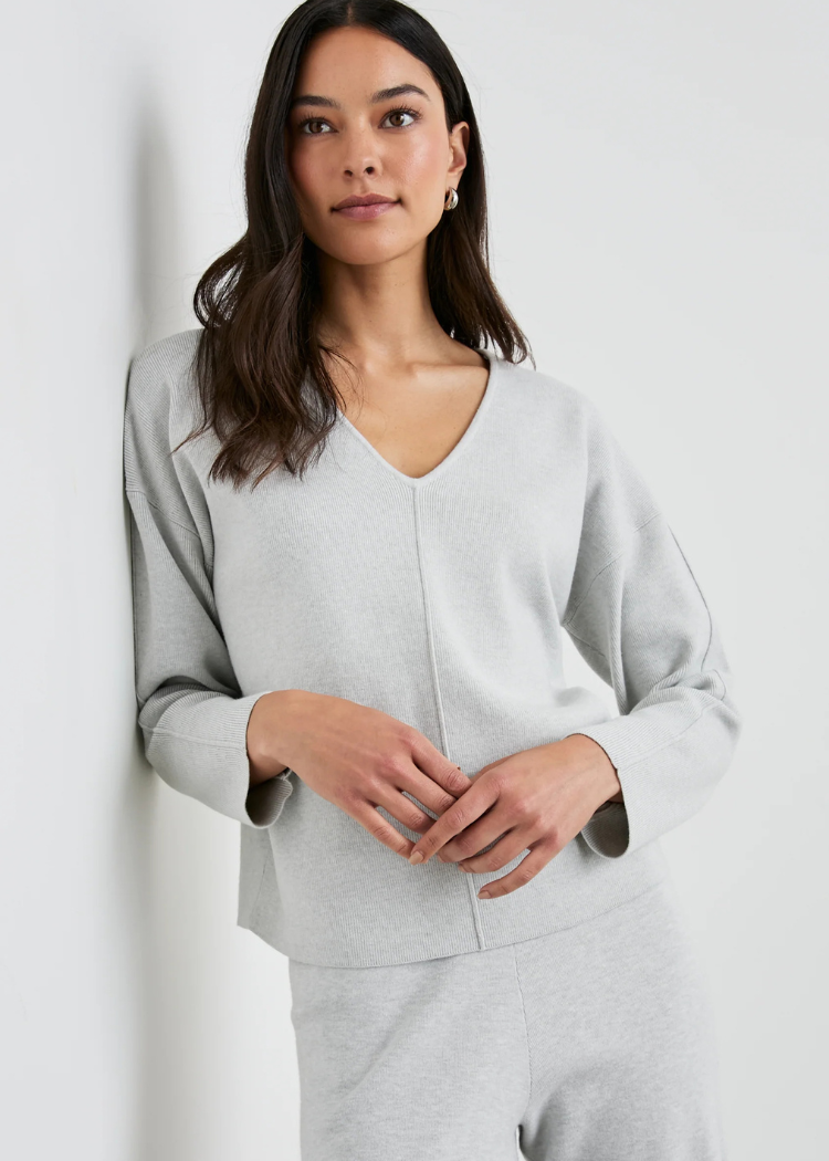 Rails Hollyn Sweatshirt- Heather Grey-Hand In Pocket