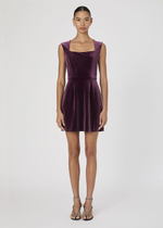 French Connection Square Neck Velvet Dress- Burgandy