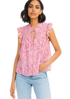 Allison Hazel Top- Pink Palms-Hand In Pocket