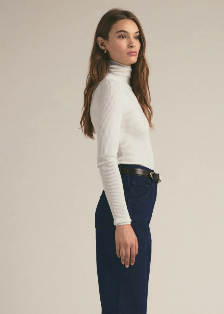 Favorite Daughter The Amelia L/S Top- Ivory-Hand In Pocket