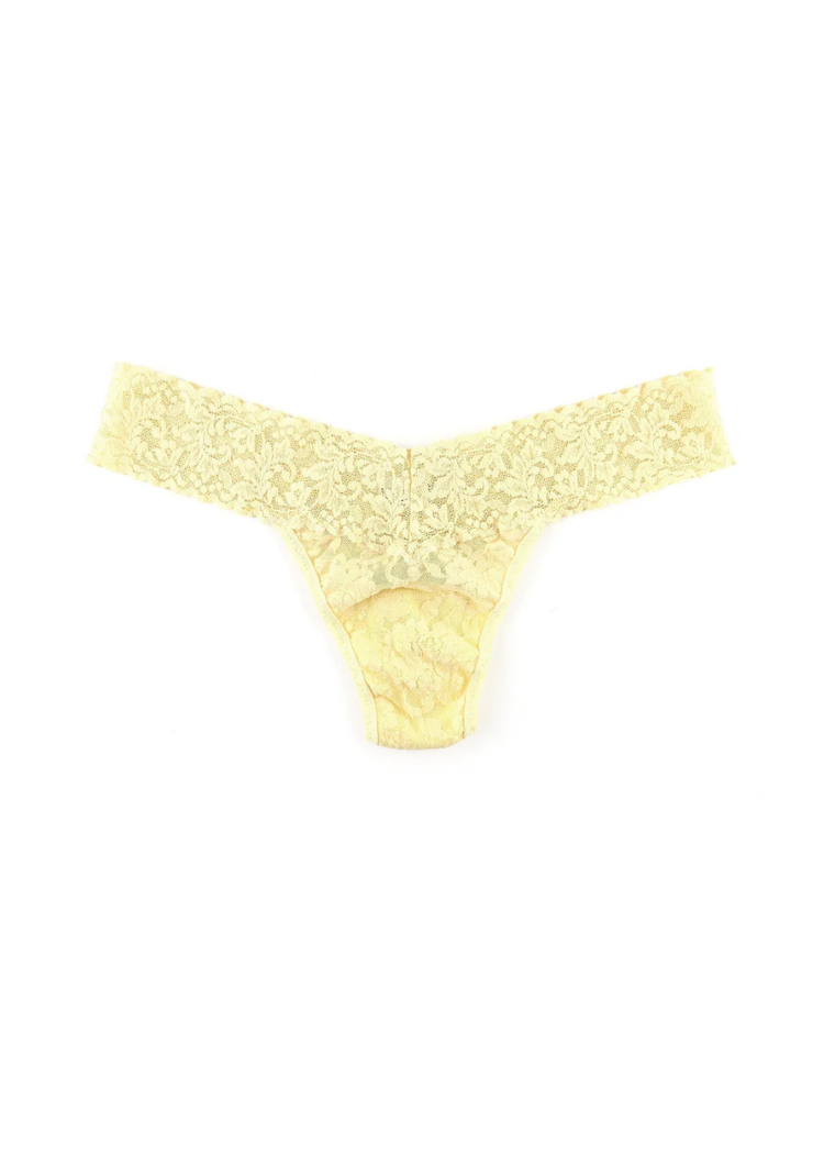 Hanky Panky Signature Lace Low Rise Thong - Shortcake Yellow-Hand In Pocket