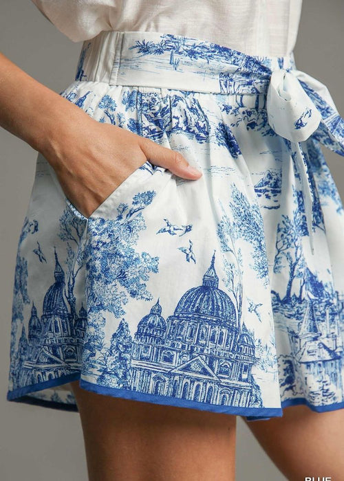 Charlotte Landscape Print Shorts ***FINAL SALE***-Hand In Pocket