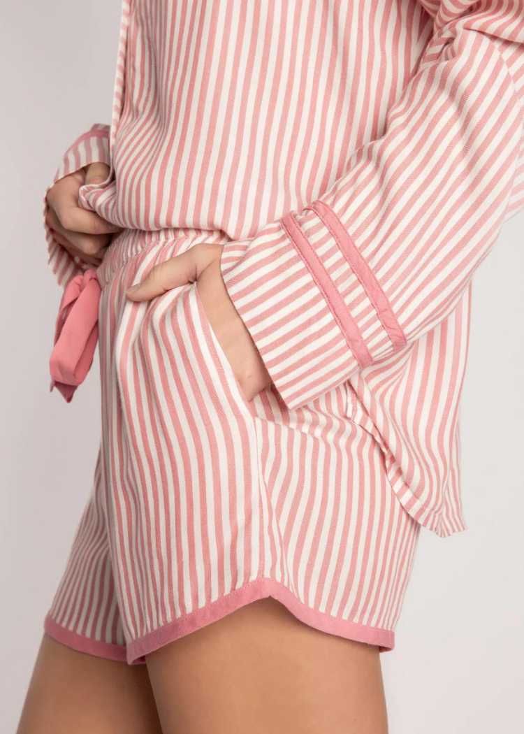 Stripe Hype PJ Set - Rust-Hand In Pocket