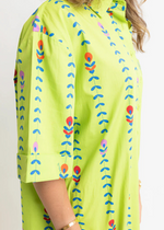 Karlie Vine Print Shirt Dress-Lime-Hand In Pocket