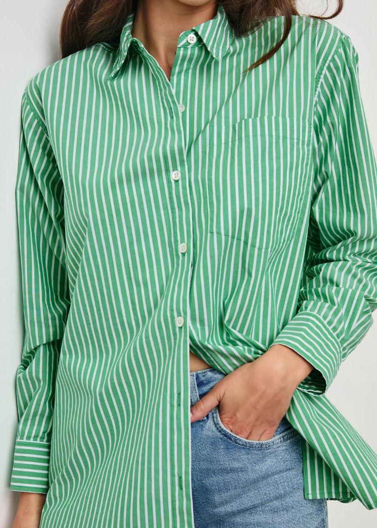 Rails Elsa Top- Kelly White Stripe-Hand In Pocket