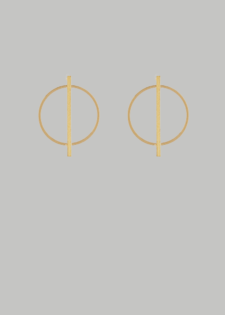 Georgia Circle and Bar Earrings-Gold-Hand In Pocket