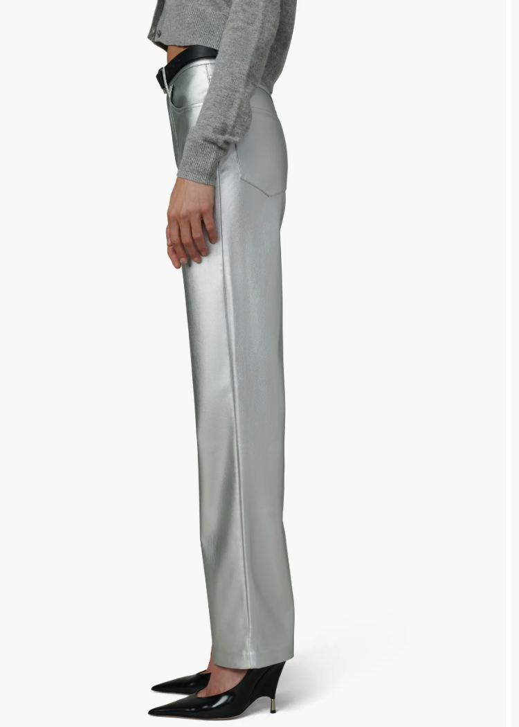 Joes Jeans The Margot Vegan Leather Pant - Silver-Hand In Pocket