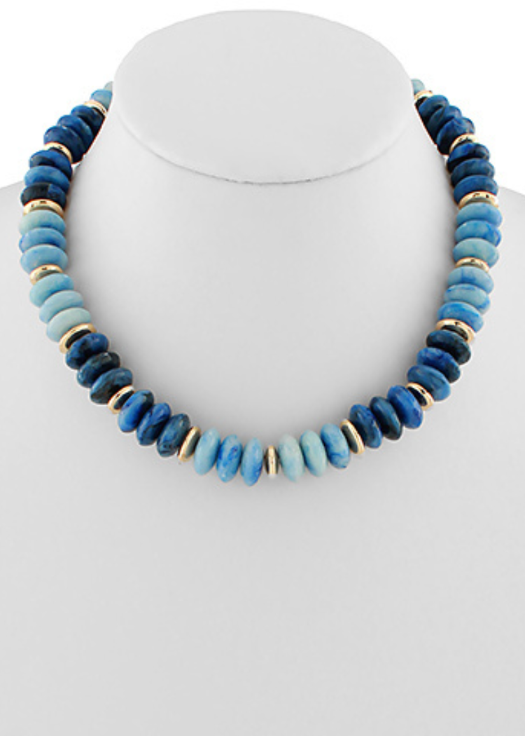 Freya Stone Beaded Necklace-Blue-Hand In Pocket