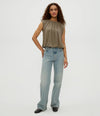 Michael Stars Cindy Bubble Top- Cobblestone-Hand In Pocket