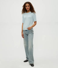 Michael Stars Frankie Crew Neck Top- Fountain-Hand In Pocket