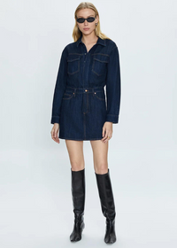 Pistola Nina Denim Mini Dress-IGGY-Hand In Pocket