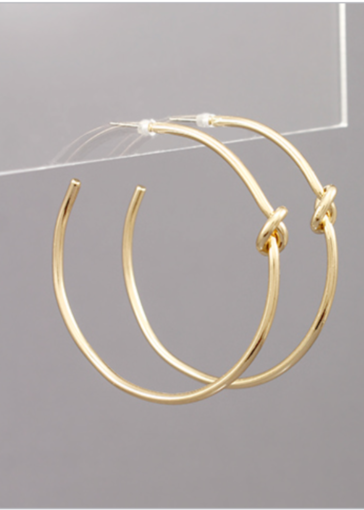 Hayden Knot Hoops-Hand In Pocket