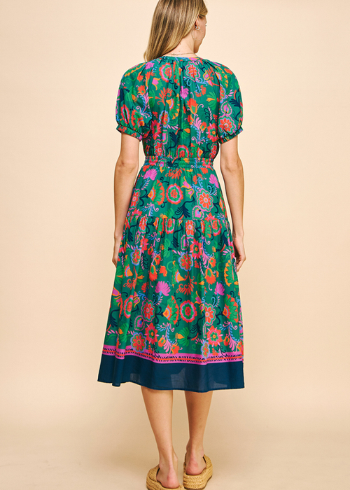 Khiara Floral Midi Dress-Hand In Pocket