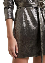 French Connection Alara Molten Metallic Dress-Hand In Pocket