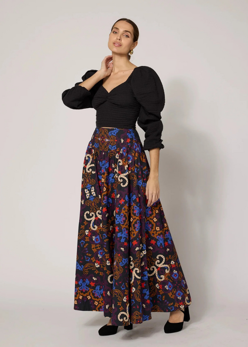 Cleobella Esmeralda Ankle Skirt- Venezia Print-Hand In Pocket