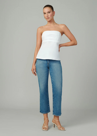 Joe's Jeans The Lara Strapless Top- White-Hand In Pocket