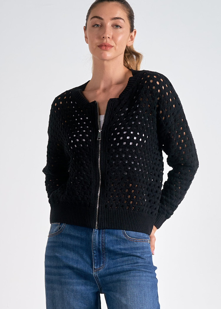 Elan Emilee Cardigan- Black-Hand In Pocket