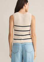 Z Supply Sycamore Striped Sweater Vest - Sea Salt-Hand In Pocket